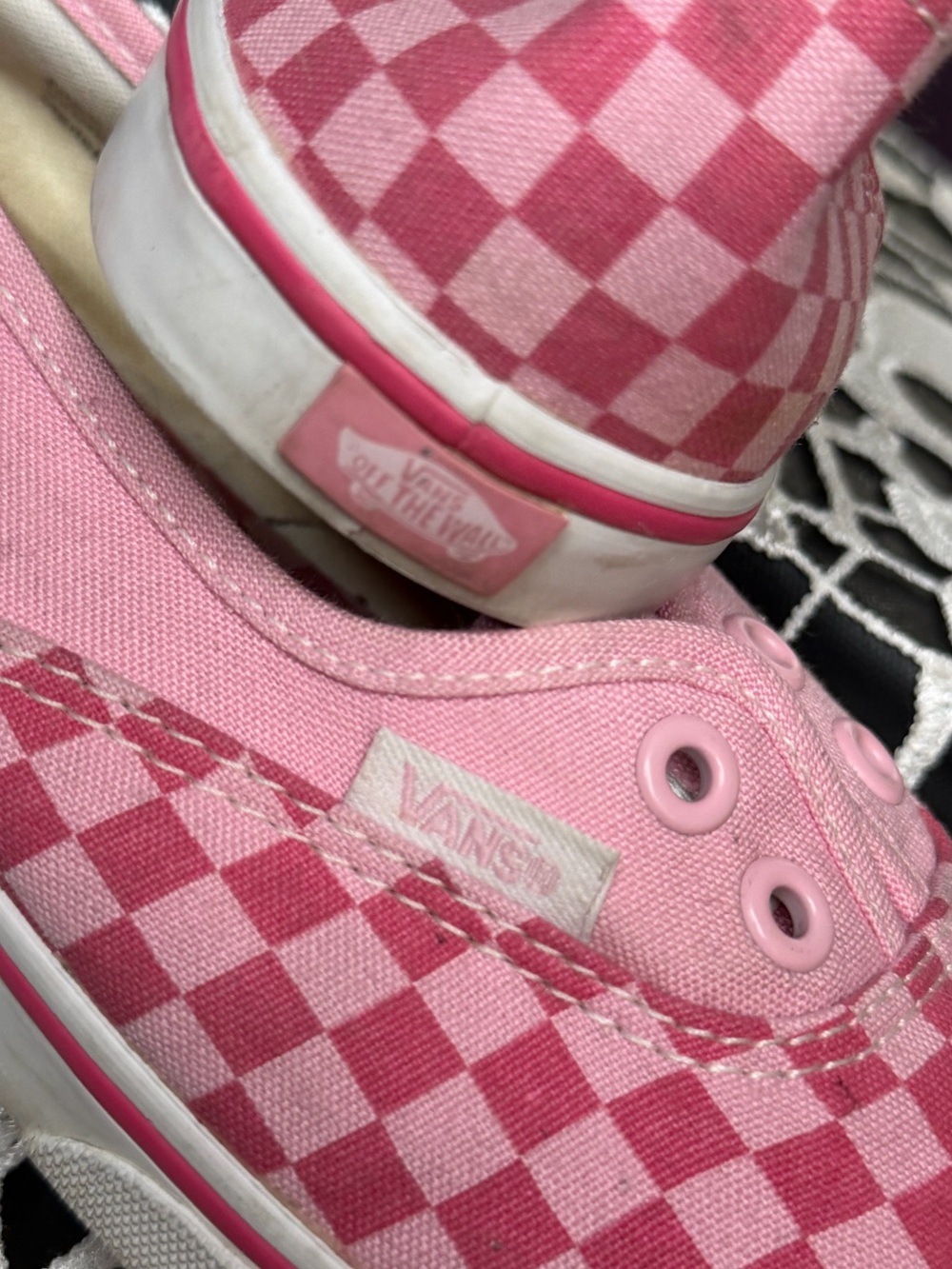 Vans Women’s Pink Checkerboard Ballet Flats with Eyelets Size 9